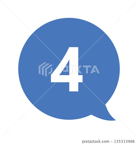 對話框內的數字“4”,白色文字,透明背景,藍色 對話框內的數字“4”,白色文字,透明背景,藍色 135313986