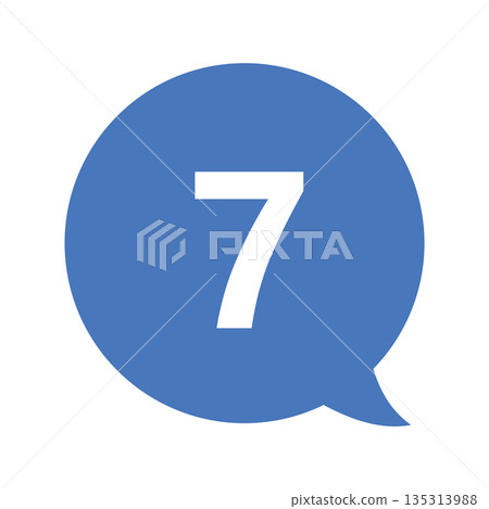 數字「7」位於對話氣泡中，白色文字，透明背景，藍色-插圖素材 [135313988] - PIXTA圖庫
