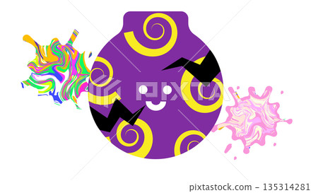 Illustration of a cute monster-like character wearing a poisonous pattern Illustration of a cute monster-like character wearing a poisonous pattern 135314281