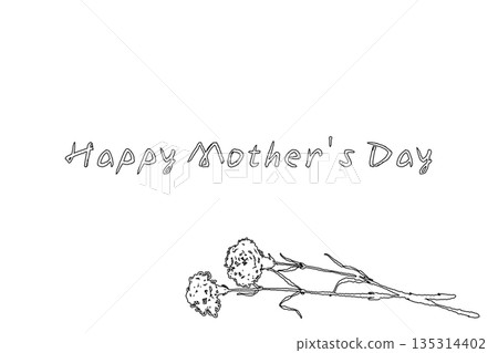 Mother's Day carnation hand-drawn line drawing illustration material (frame, wreath, bouquet, etc.) Mother's Day carnation hand-drawn line drawing illustration material (frame, wreath, bouquet, etc.) 135314402