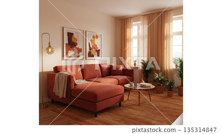 暖色調的房間 135314847