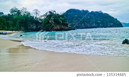 beautiful view of Green Bay Beach, Banyuwangi, East Java, Indonesia 135314885