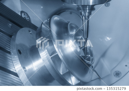 5 Axis CNC Milling Machine Cutting Water Turbine Part with Ball End Mill 135315279