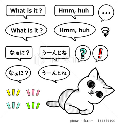 Thinking cat and speech bubble 135315490