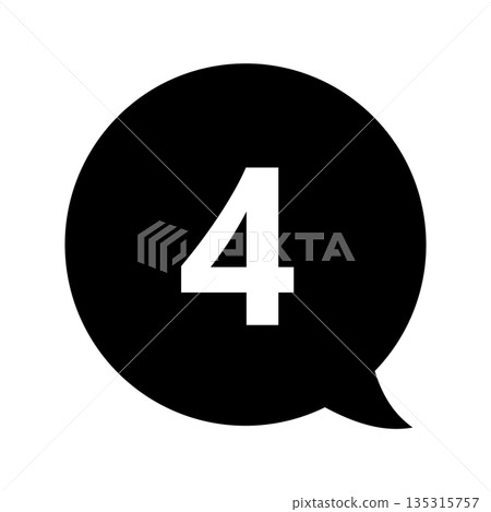 單色透明背景上的數字「4」對話方塊標記 135315757