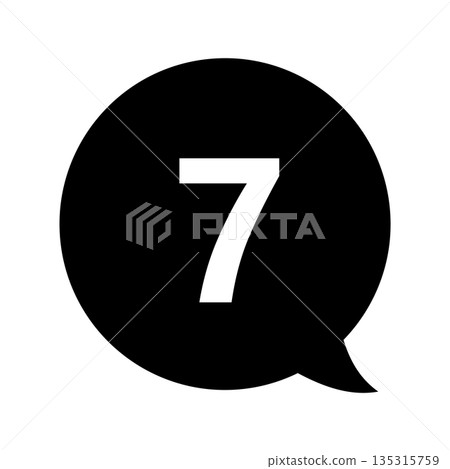 帶有數字“7”的對話框數字標記，透明背景，單色-插圖素材 [135315759] - PIXTA圖庫