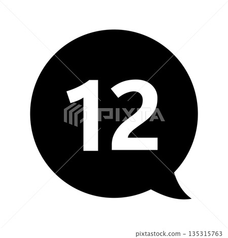 單色透明背景上的對話框數字“12” 135315763