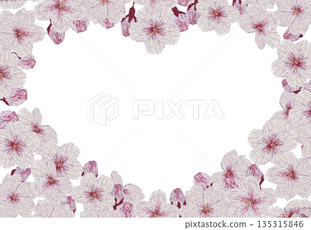 【櫻花心形相框】手工刺繡插畫材料 135315846
