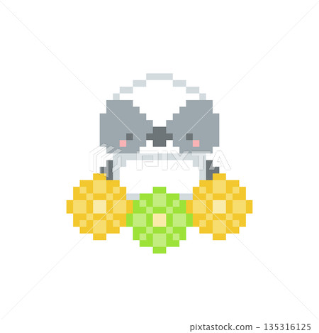 Pixel art of yellow flowers and long-tailed tit chicks 135316125
