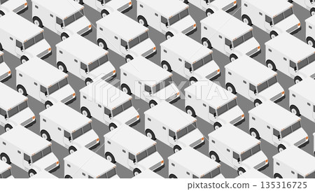 Horizontal backdrop with van for bank collectors for advertising banner. Vector background top view at an angle Horizontal backdrop with van for bank collectors for advertising banner. Vector background top view at an angle 135316725