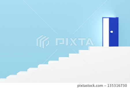 3D material_simple stairs and door_light blue 135316730