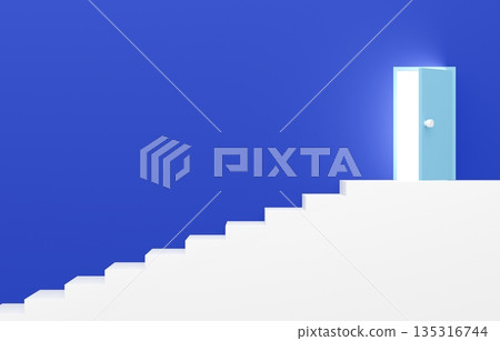 3D材質_簡單樓梯和藍色門 3D材質_簡單樓梯和藍色門 135316744