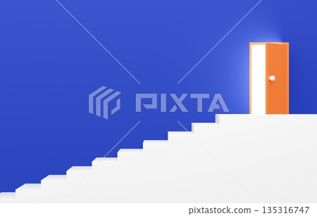 3D material_simple stairs and door_blue 135316747