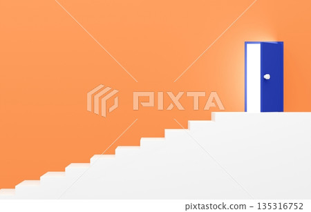 3D material_simple stairs and door_orange 135316752