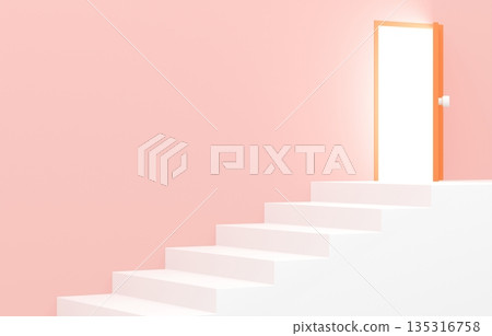 3D material_simple stairs and door_pink 135316758