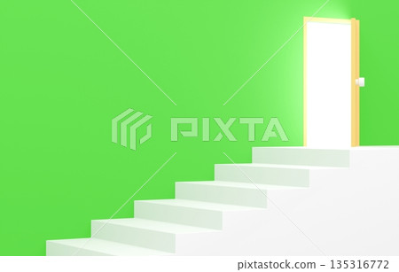 3D material_simple stairs and door_green 135316772