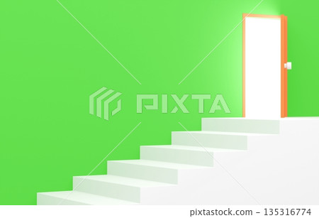 3D material_simple stairs and door_green 135316774