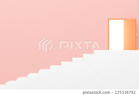3D material_simple stairs and door_pink 135316782
