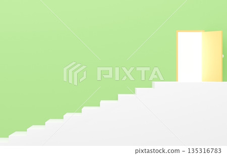 3D材質_簡單樓梯和門_黃綠色 135316783