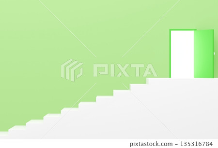 3D material_simple stairs and door_yellow-green 3D material_simple stairs and door_yellow-green 135316784