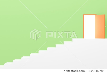 3D材質_簡單樓梯和門_黃綠色 135316785