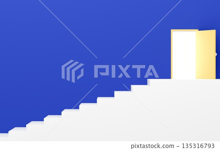 3D material_simple stairs and door_blue 135316793