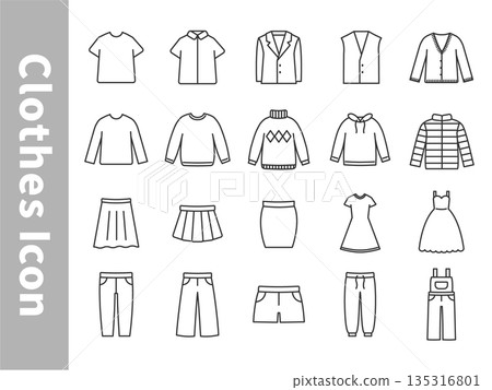 Simple and stylish fashion and clothing icon set Simple and stylish fashion and clothing icon set 135316801