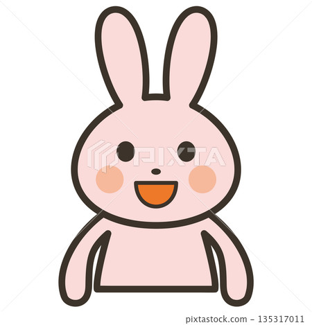 可愛的微笑兔子角色上半身插圖 135317011