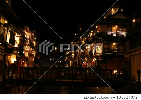 Night view of Ginzan Onsen Night view of Ginzan Onsen 135317072