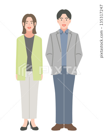 年輕夫婦的插圖素材 135317247