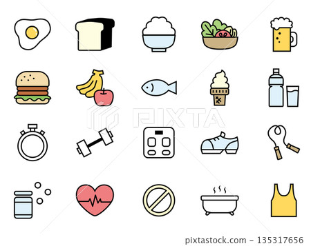Diet icon set, color 135317656