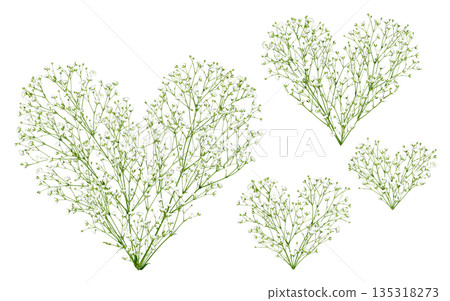 用滿天星剪紙做成的可愛心形圖案 135318273