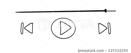 Music audio player interface design template doodle. Video play interface bar icon, voice record display. Podcast playlist, play button. Song simple equalizer, record. Music audio player interface design template doodle. Video play interface bar icon, voice record display. Podcast playlist, play button. Song simple equalizer, record. 135318293