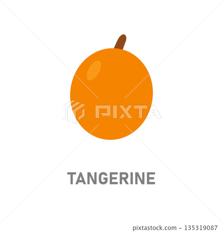 Tangerine citrus fruit. Juicy orange fruit icon isolated on white background for food design Tangerine citrus fruit. Juicy orange fruit icon isolated on white background for food design 135319087