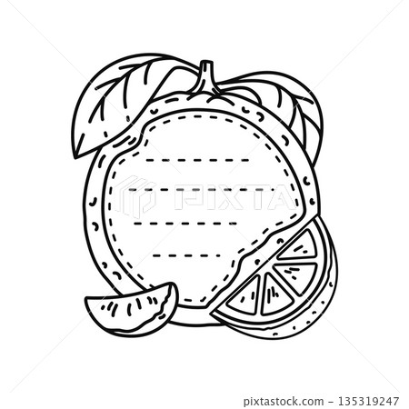 Juicy orange fruit kids memo note frame. Education planner list natural fruit vector label, scrapbook ripe orange frame. Child schedule fresh food memo note or fresh vegetarian product sticker Juicy orange fruit kids memo note frame. Education planner list natural fruit vector label, scrapbook ripe orange frame. Child schedule fresh food memo note or fresh vegetarian product sticker 135319247