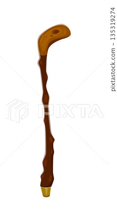 Cartoon traditional Irish shillelagh, symbol of Happy St Patrick day celebrations. Vector wooden walking stick, staff or club, sign of Irish heritage, folklore, culture, history, strength and luck 135319274