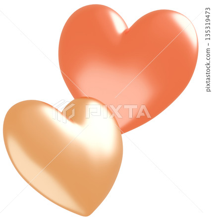 3D 影像_心形_橘色 135319473