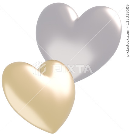 3D image_heart_gold_silver 135319509