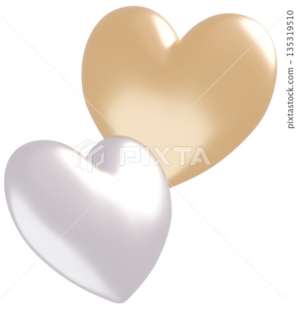 3D image_heart_gold_silver 3D image_heart_gold_silver 135319510