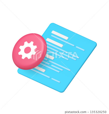 3d Realistic Icon Code Page And Pink Gear For Programming And Settings Configuration 3d Realistic Icon Code Page And Pink Gear For Programming And Settings Configuration 135320250
