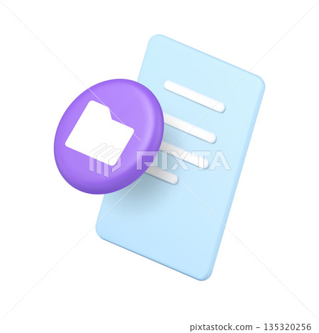 3d Realistic Icon Folder And Document Symbol For File Storage And Data Management Interface 135320256