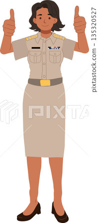government employee woman wearing official uniform confident thumbs up public service illustration government employee woman wearing official uniform confident thumbs up public service illustration 135320527