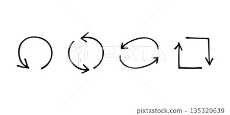 Stylish hand-drawn arrow material set: Cycle arrows 135320639