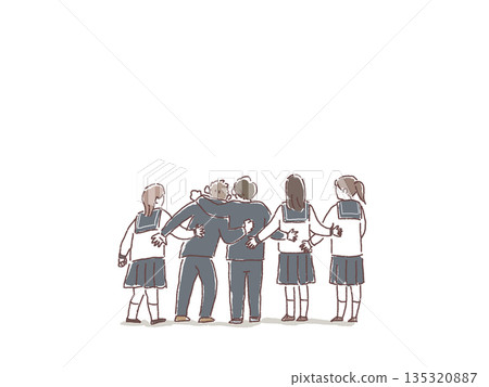 Back view of a student in uniform 135320887