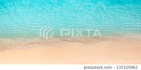 Aerial panoramic tropical beach landscape ocean sand summer Mediterranean shore Aerial panoramic tropical beach landscape ocean sand summer Mediterranean shore 135320962