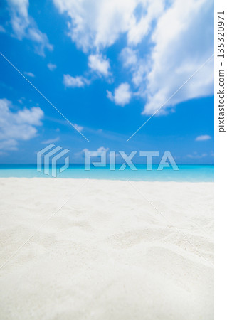 Sunny beach summer shore sand waves tropical paradise background 135320971