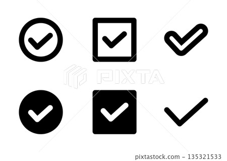 Simple check mark icon illustration set 135321533