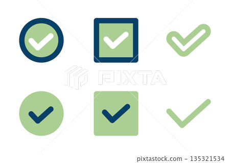 簡單的複選標記圖示插圖集 135321534