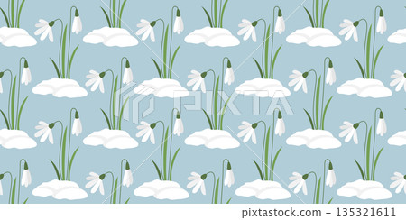 Early awakening of flowers in forest seamless pattern Early awakening of flowers in forest seamless pattern 135321611