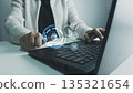 Fingerprint scanner to access information, verify to authentication, touching screen to login security, Internet of things, cloud computing, Internet connection, shopping online and cashless society 135321654
